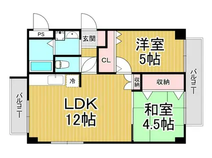 第二辰己マンション(2LDK/4階)の間取り写真