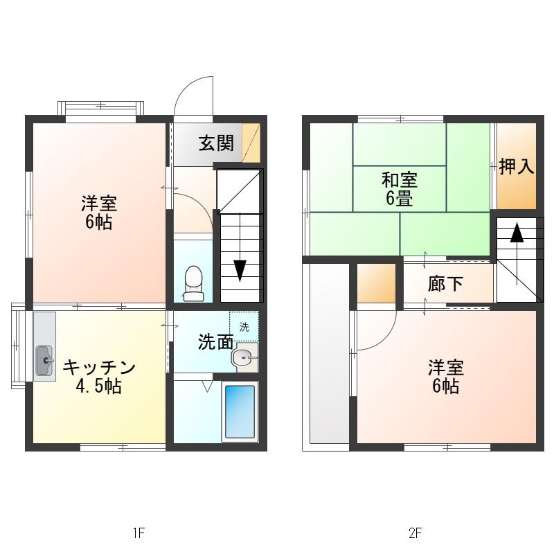 ハートフル桜田(3DK/1階)の間取り写真