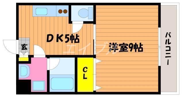 レプトン大福(1DK/2階)の間取り写真