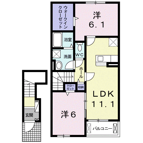 KEEP GOING(2LDK/2階)の間取り写真