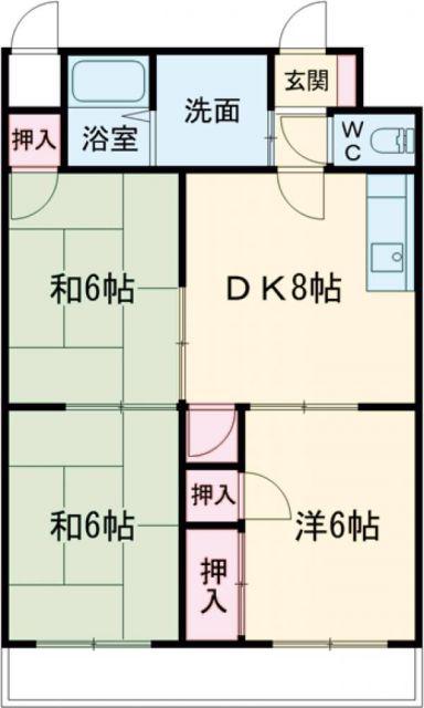 アベニュー黒崎(3DK/2階)の間取り写真