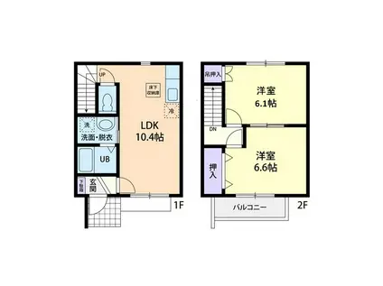 GRAND BLEU(2LDK/1階)の間取り写真