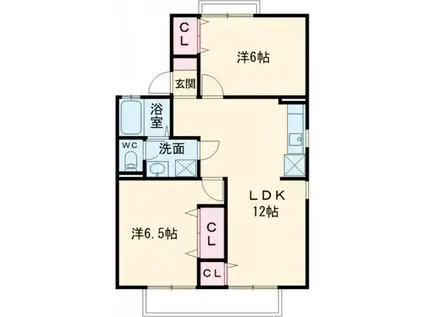アゼリオ学園前(2LDK/1階)の間取り写真