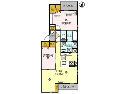 D-ROOM和歌山黒田(2LDK/1階)の間取り写真