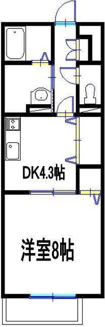 ウイング上郡(1DK/2階)の間取り写真