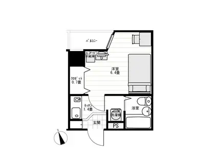 グランディオーゼナガノ(1K/6階)の間取り写真