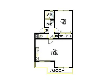 西本マンション(1LDK/3階)の間取り写真