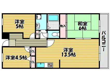 MIIITAKAI(3LDK/4階)の間取り写真