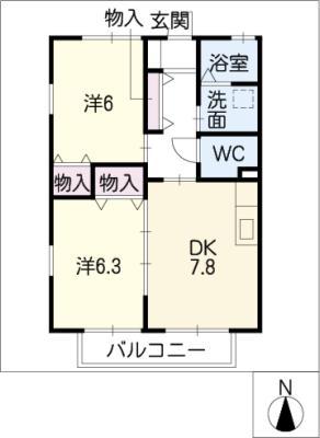 ファミーユ長根(2DK/1階)の間取り写真