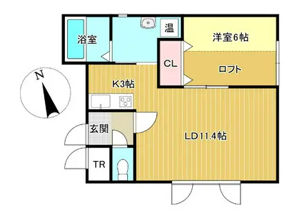 アリエル(1LDK/2階)の間取り写真