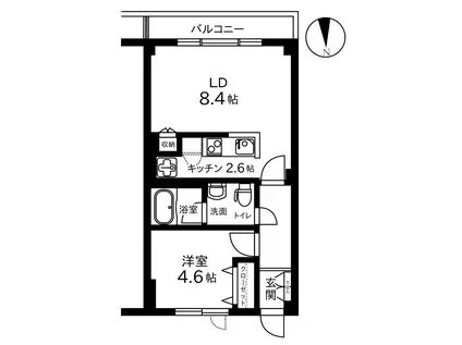 高輪アパートメント(1LDK/2階)の間取り写真