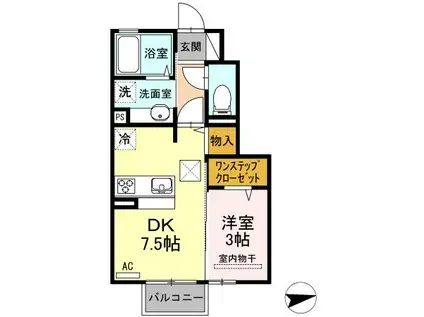 メゾンランディ神谷(1DK/1階)の間取り写真