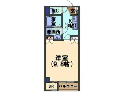 ドリームFK(1K/2階)の間取り写真