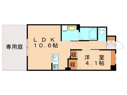 BLUE COSMO(1LDK/1階)の間取り写真