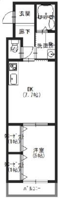 グローパレス小路パートIII(1DK/3階)の間取り写真