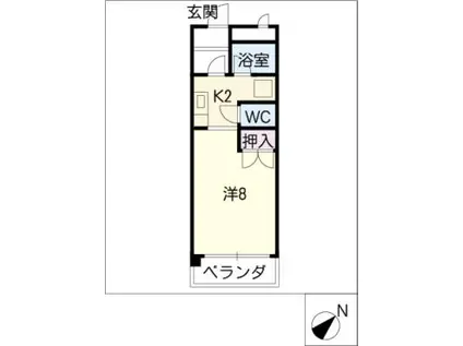 ツインパル21(1K/1階)の間取り写真