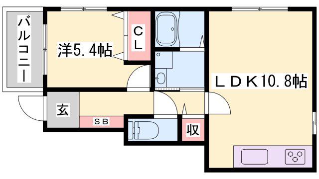 ネットハイツI(1LDK/1階)の間取り写真
