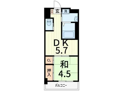 あづみの家(1DK/5階)の間取り写真