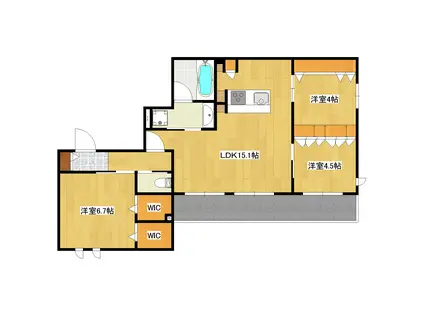 PREMIUM MAISON光プレミアムメゾンヒカリ(3LDK/3階)の間取り写真