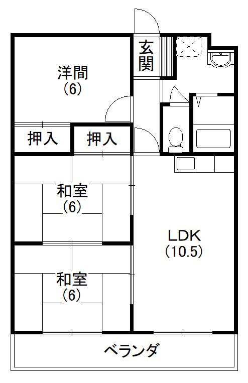 マンション歩(3LDK/3階)の間取り写真