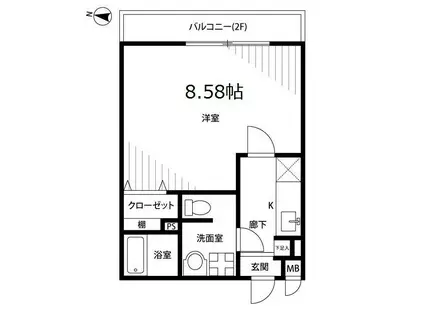 アムールII EST(1K/2階)の間取り写真