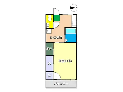 日の出マンション(1DK/2階)の間取り写真