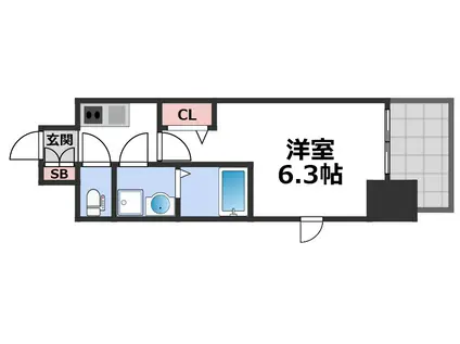 フォーリアライズ大阪ミッテ(1K/7階)の間取り写真