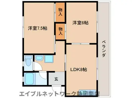 有賀ハイツ(2LDK/1階)の間取り写真