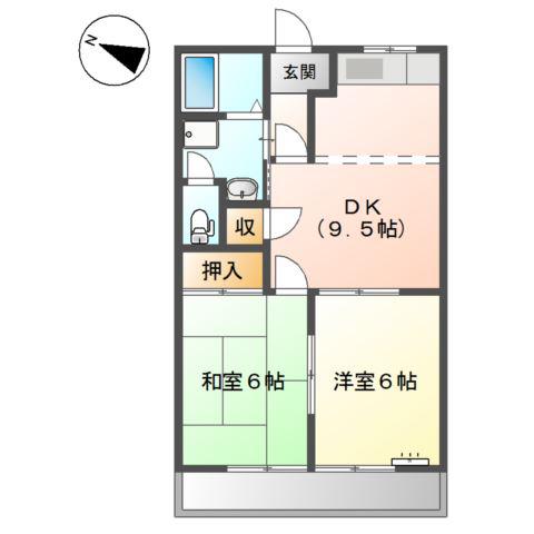 メゾンブランシュ(2DK/2階)の間取り写真