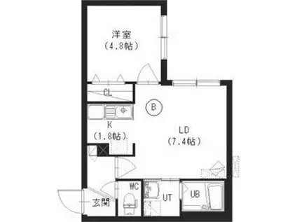 ケイメゾン2環状通東(1LDK/2階)の間取り写真