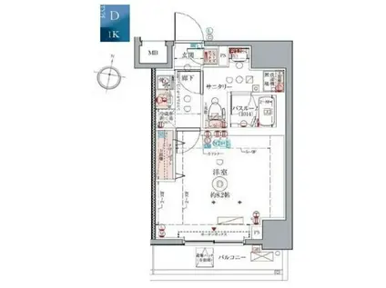 クレヴィスタ中野新橋(1K/3階)の間取り写真