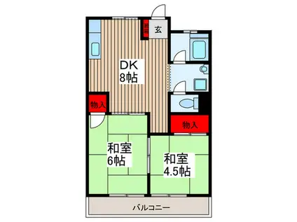 戸山コーポ(2DK/3階)の間取り写真