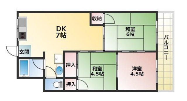 コーポかおり(3DK/3階)の間取り写真