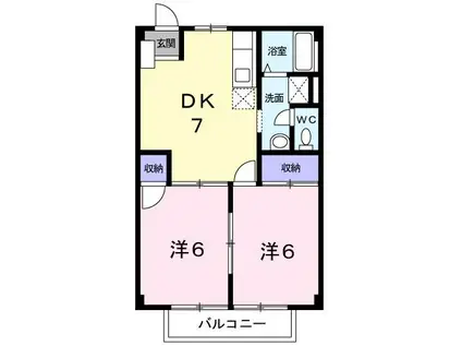 アメニティハウス(2DK/2階)の間取り写真