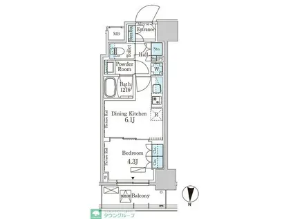 パークアクシス錦糸公園(1DK/2階)の間取り写真