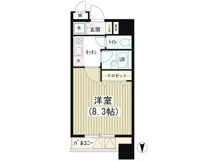 アクアコート(1K/10階)の間取り写真