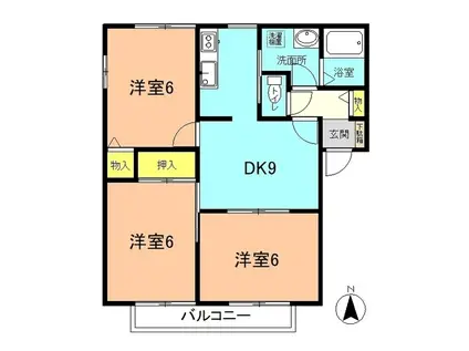 ガーデンハイム笹尾2(3DK/2階)の間取り写真