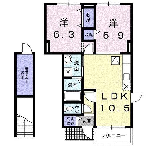 パイン ヴィレッジA(2LDK/2階)の間取り写真