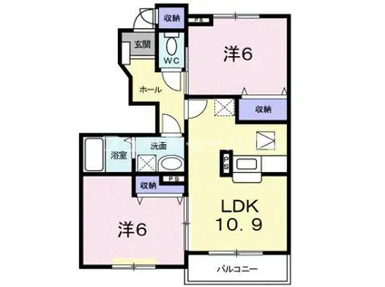 プロムナードI(2LDK/1階)の間取り写真