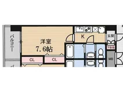 LUXE布施北II(1K/5階)の間取り写真