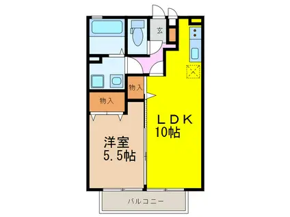 アルペジオ久原B(1LDK/2階)の間取り写真