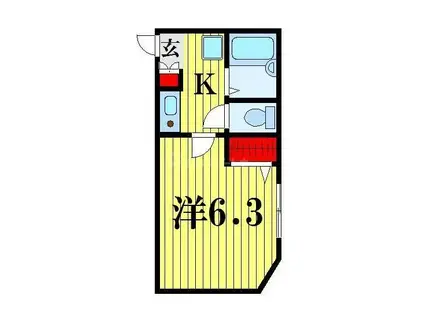 京成押上線 京成立石駅 徒歩10分 3階建 築8年(1K/2階)の間取り写真