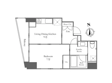 ライオンズフォーシア白金高輪(1LDK/8階)の間取り写真