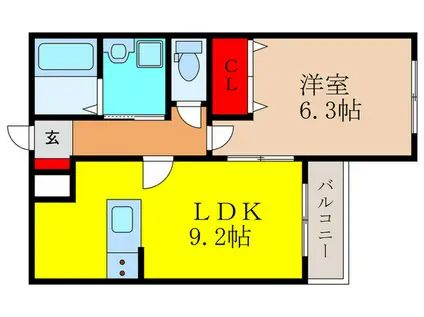 メゾン東雲(1LDK/1階)の間取り写真