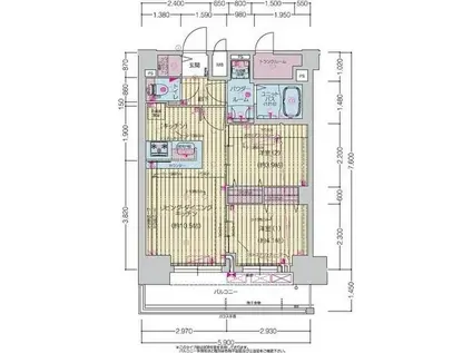 プレサンス上前津ディアシス(2LDK/9階)の間取り写真