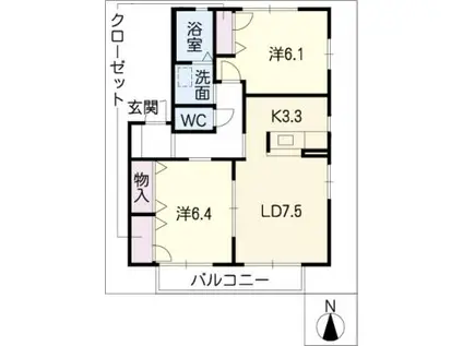 カーサクレインC(2LDK/2階)の間取り写真