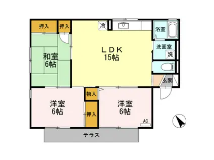 グランドハイツ三野(3LDK/1階)の間取り写真