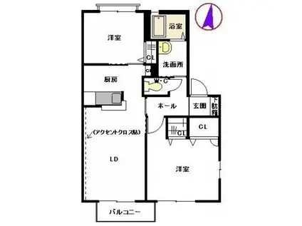 シャーメゾン陽光A棟(2LDK/2階)の間取り写真