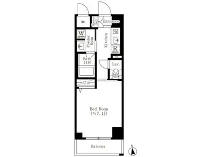 クレアティフ文京江戸川橋(1K/2階)の間取り写真