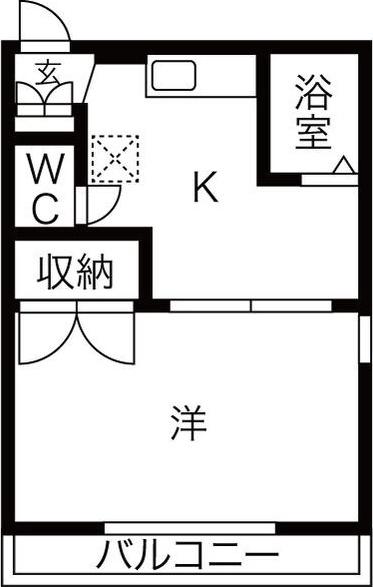 ファミールS 東棟(1K/2階)の間取り写真